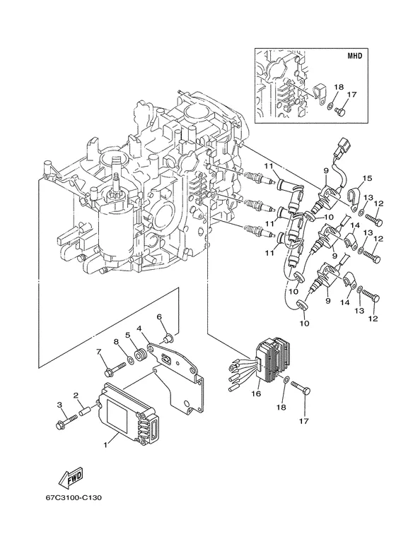 Электрооборудование 1 для Yamaha F40 M(E/H/D/T)S/L