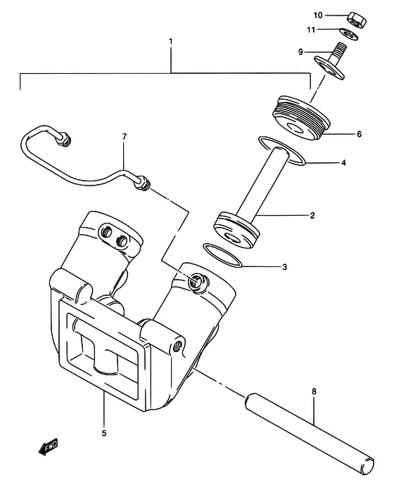 Цилиндр гидроподъема ((TC,WT ~MODEL:94); NOTE : COLOR : 0ED (GRAY) REFER TO FIG.55(I-8) FOR MODEL:95~00) для Suzuki DT75 L/UL
