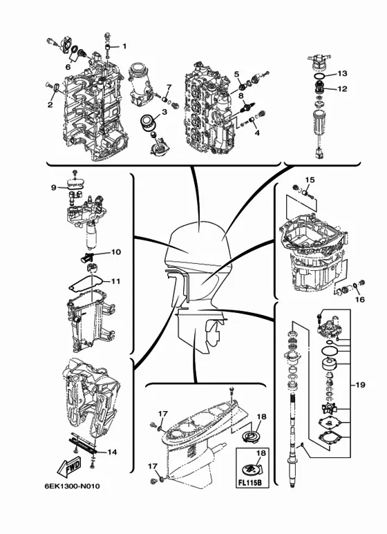 Детали регламентного обслуживания для Yamaha F115 ETL