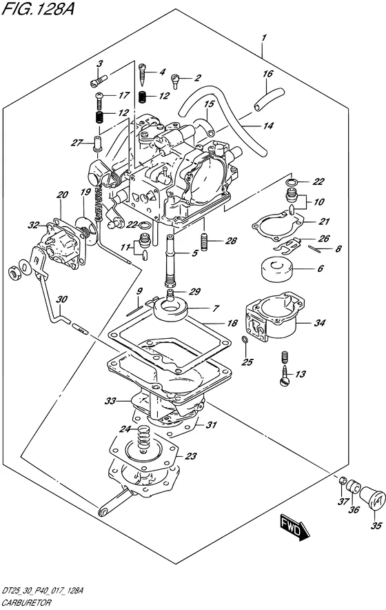 Карбюратор ((DT25K P36)) для Suzuki DT30 S/L; RS/L