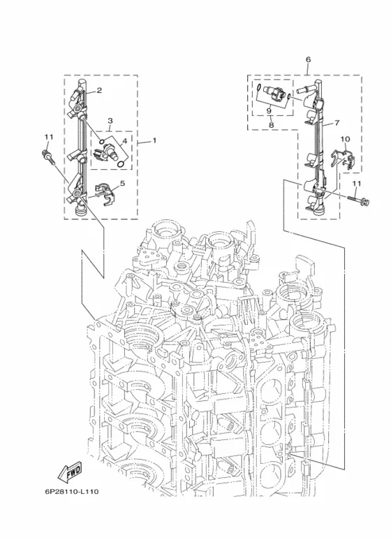 Дроссельный узел в сборе 3 для Yamaha F225 ETL