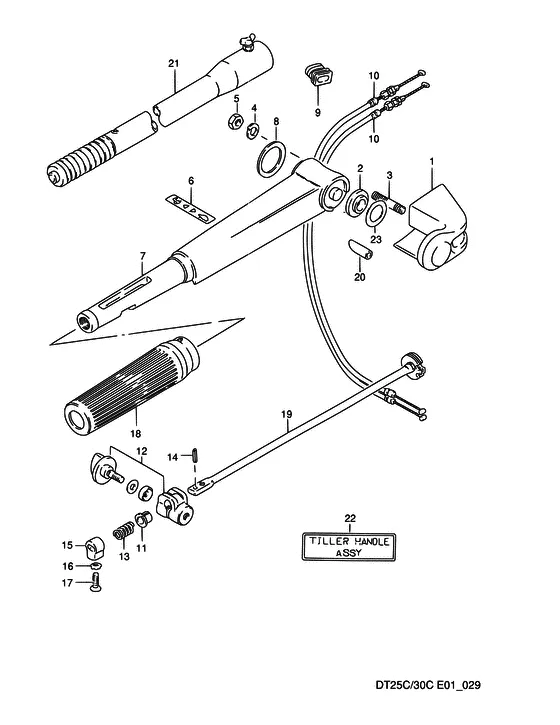 Румпель (NOTE : COLOR : 0ED (GRAY) REFER TO FIG.30(F-8) FOR MODEL:93~00) для Suzuki DT30C S/L; RS/L