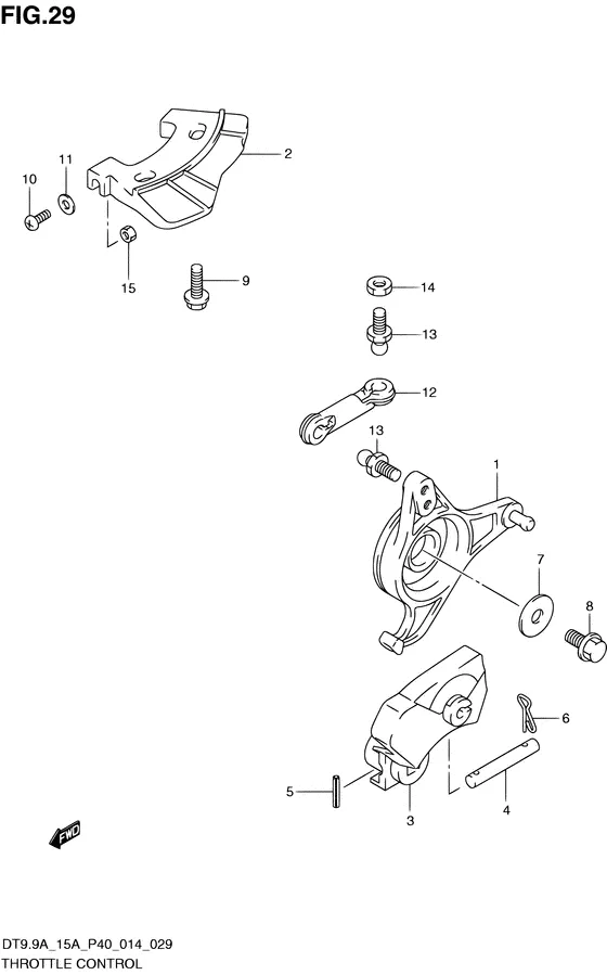 Управление дроссельной заслонкой ((DT9.9A P40)) для Suzuki DT9.9A S/L; KS/L