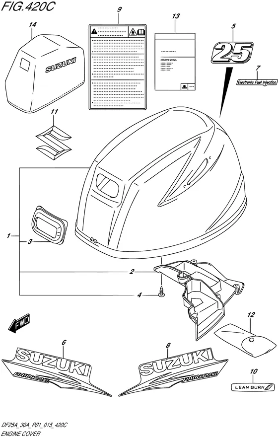 Крышка двигателя ((DF25AT P01)) для Suzuki DF30A S/L; TS/L; THS/L; QHL