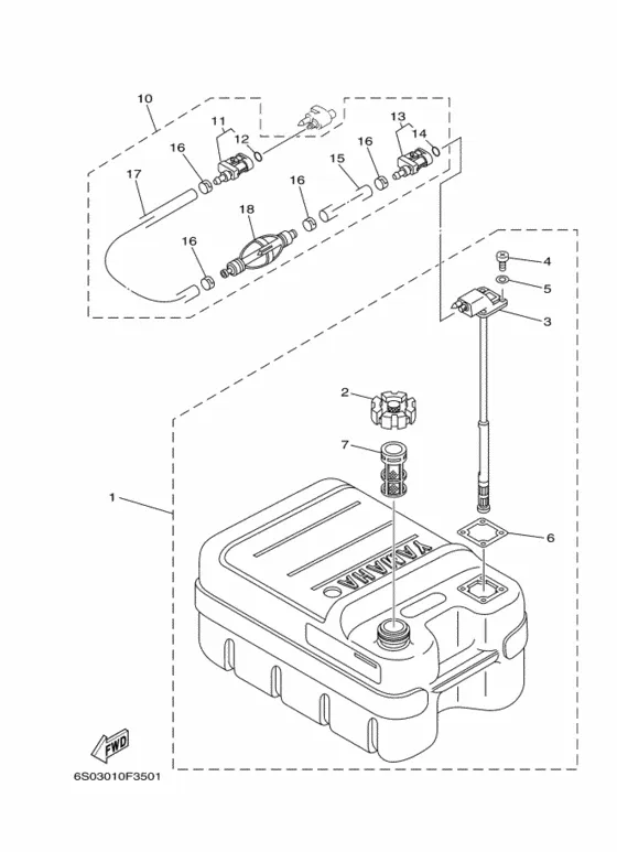 Топливный бак для Yamaha F350 ETU/X