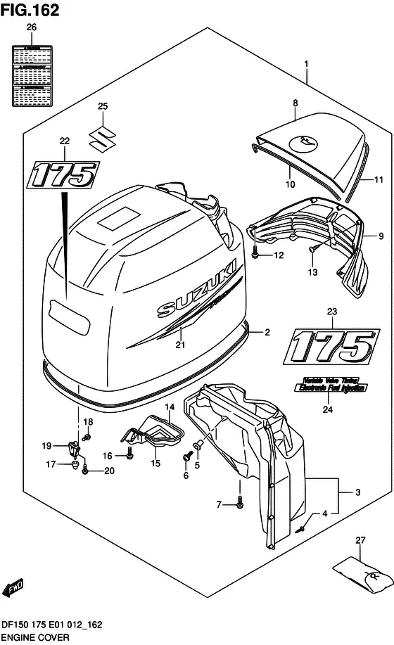 Крышка двигателя ((DF175Z E40)) для Suzuki DF150 (Z)TL/X