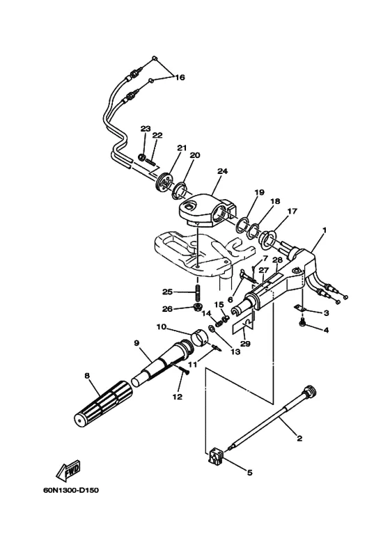 Рулевой механизм для Yamaha F6 MHL/S