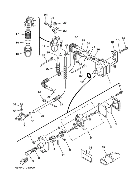 Топливный демпфер для Yamaha F25 M(E/H/T)S/L