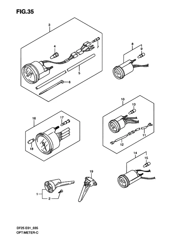 Опция: счетчик для Suzuki DF25 V-twin S/L; RS/L; QS/L; TS/L