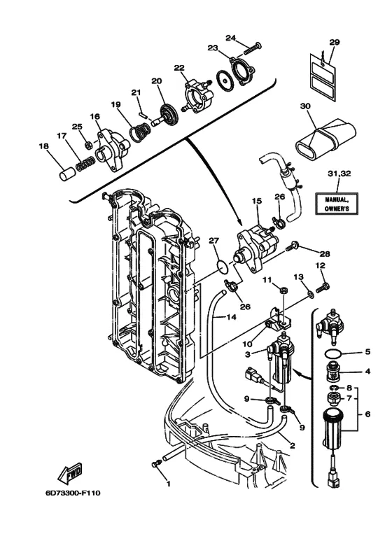 Топливный кран для Yamaha F100 ETL/X
