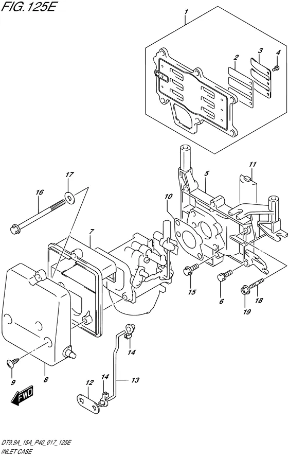 Кожух впускного коллектора ((DT9.9AK P36)) для Suzuki DT15A S/L; KS/L