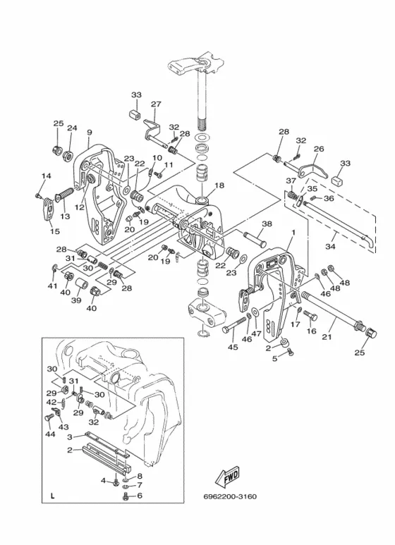 Кронштейн 1 для Yamaha 55 MHS/L