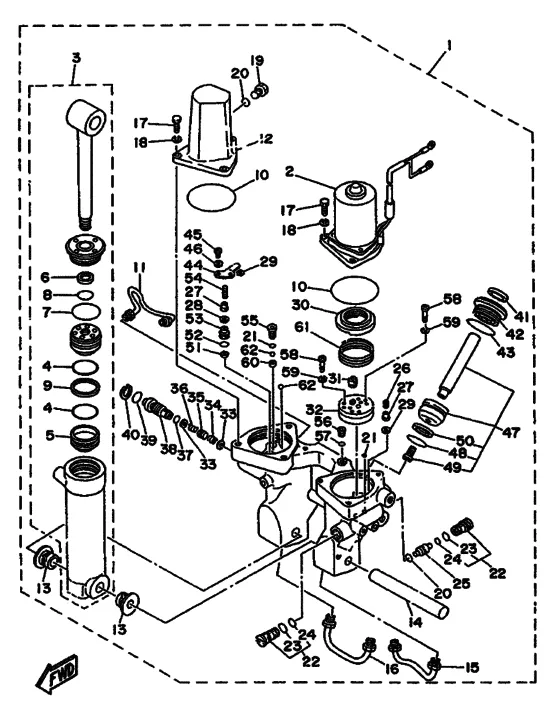 Система гидроподъёма и наклона в сборе (see для Yamaha 75 E(M/H/D/T)L
