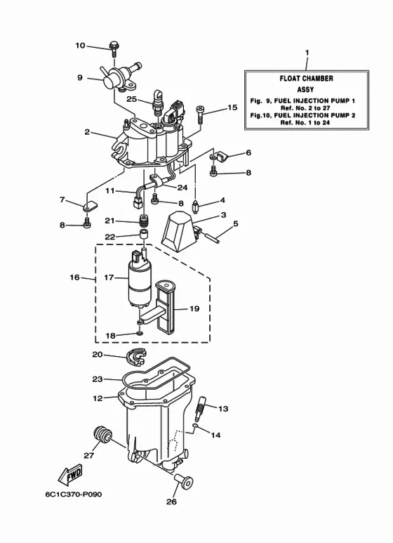 Топливный насос впрыска 1 для Yamaha F50 E(D/H/T)L/X