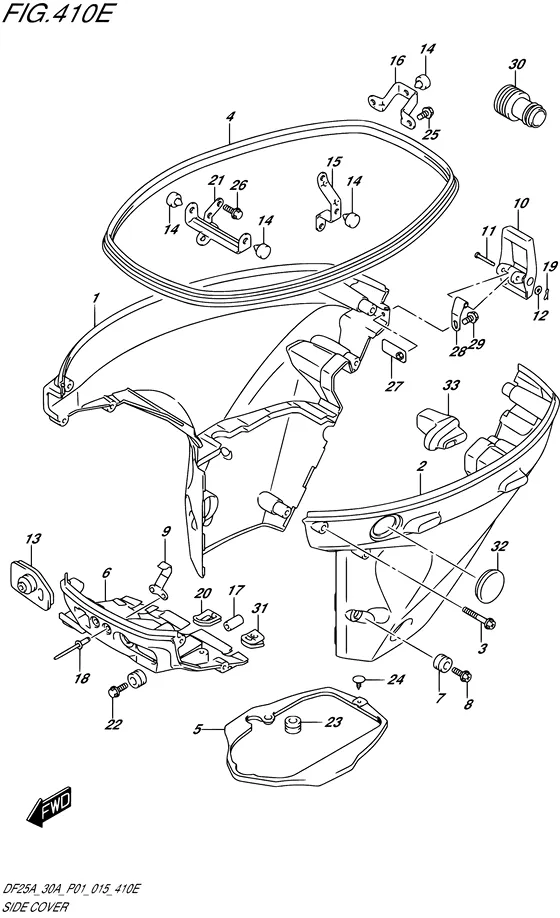 Боковая крышка ((DF30A P40)) для Suzuki DF30A S/L; TS/L; THS/L; QHL