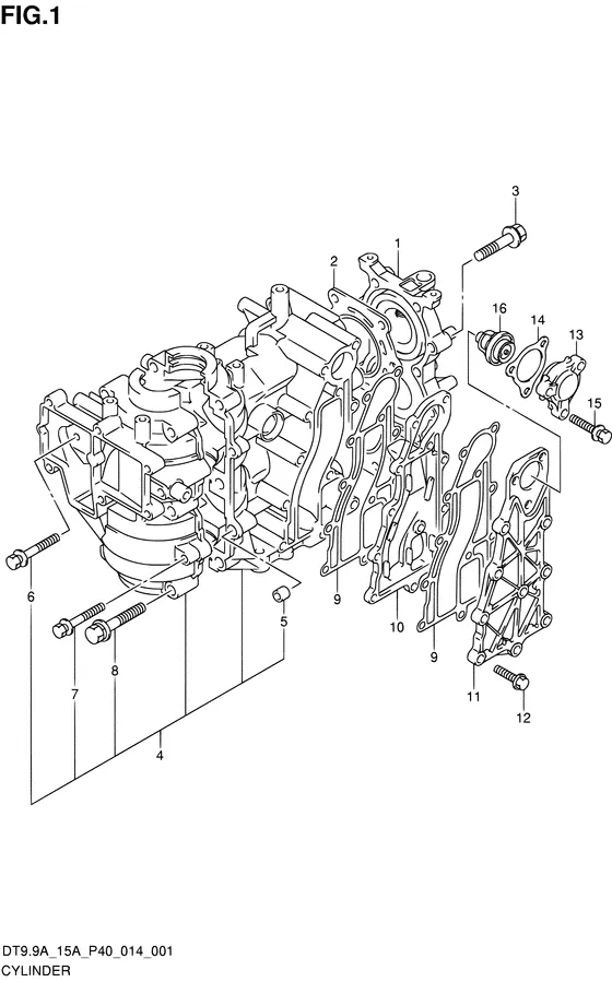 Цилиндр ((DT9.9A P40)) для Suzuki DT9.9A S/L; KS/L