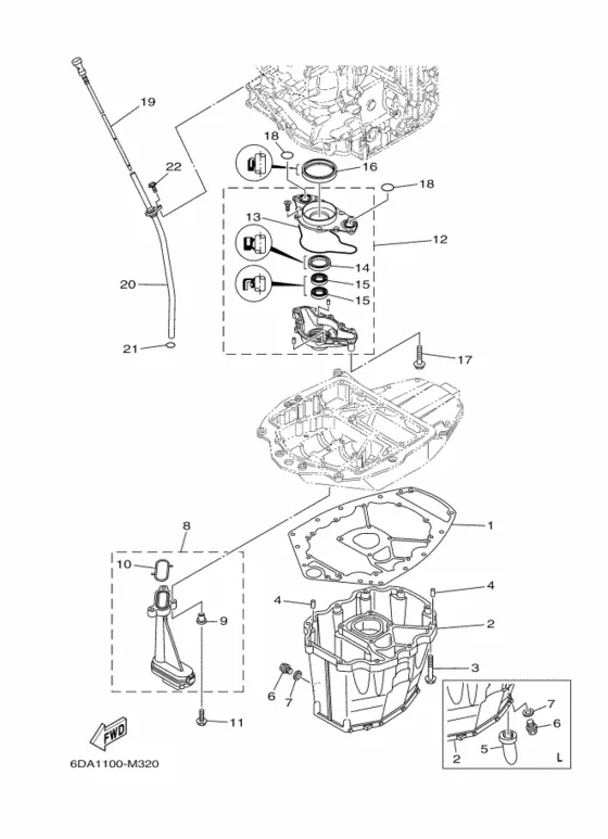 Масляный поддон для Yamaha F150 ETL/X