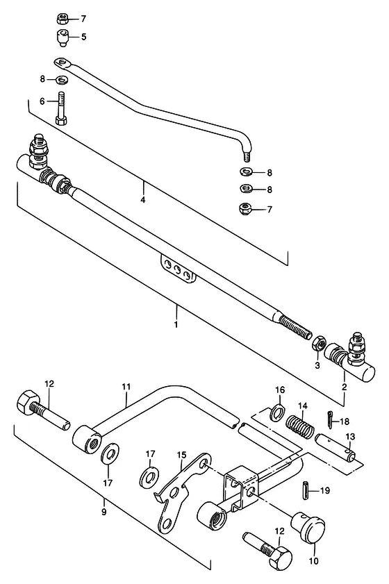 Опция: поперечная рулевая тяга для Suzuki DT65 S/L/LL