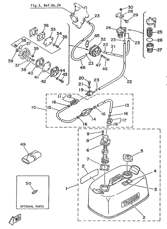 Топливная система для Yamaha 20 MHS/L