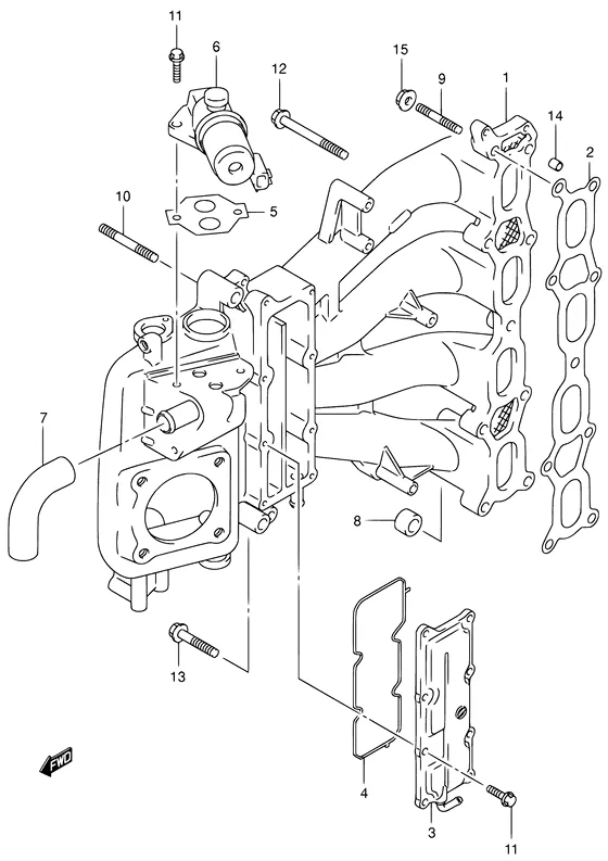 Всасывающий коллектор для Suzuki DF115 (Z)TL/X; W(Z)TL/X