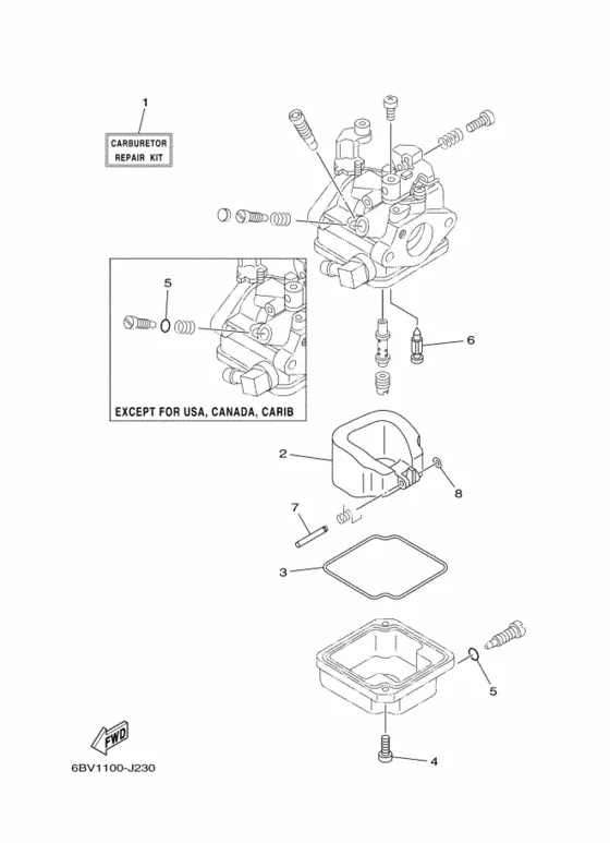 Восстановительный комплект для Yamaha F6 MHS/L