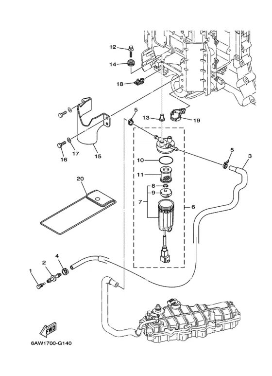 Топливный демпфер для Yamaha F350 ETU/X