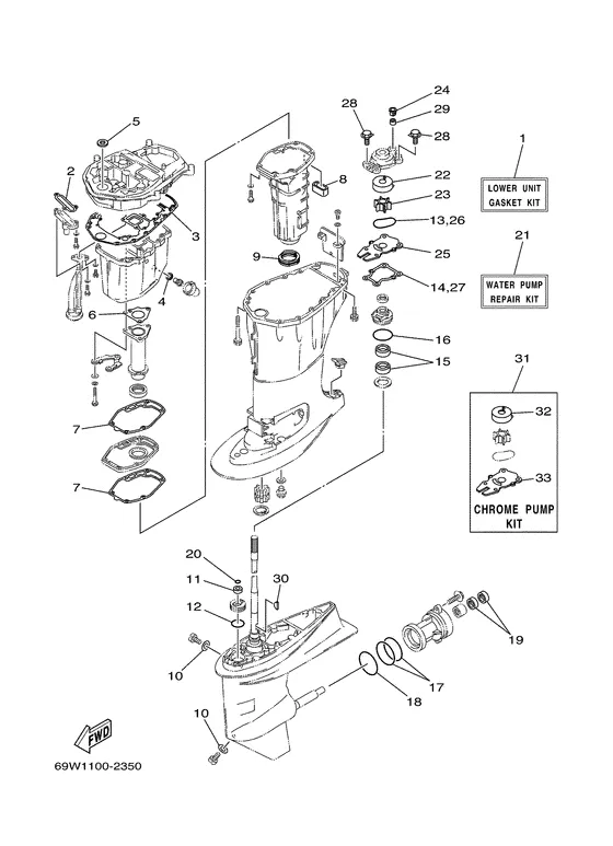 Ремонтный комплект 3 для Yamaha F40 ETL