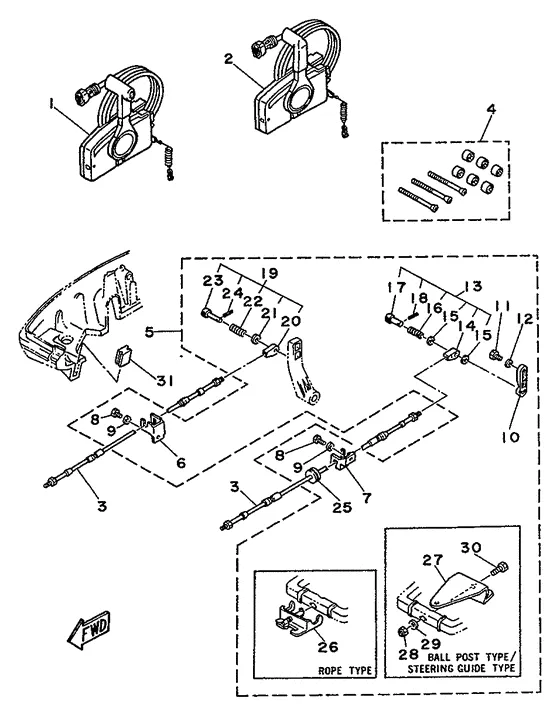 Дистанционное управление для Yamaha 25 (E)MHS/L