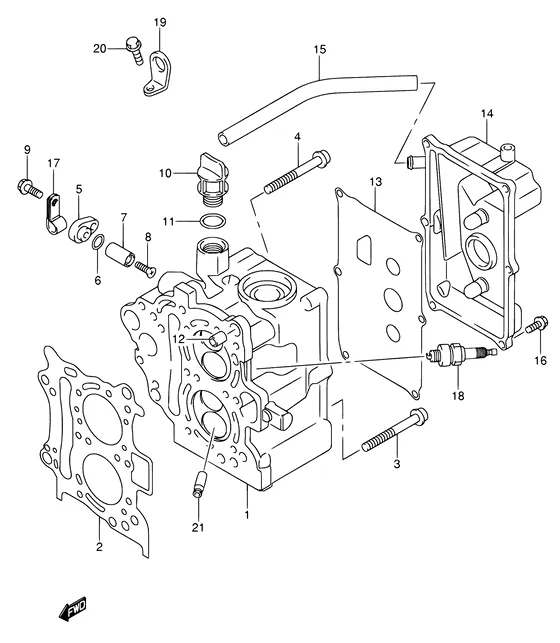 Головка цилиндра ((MODEL:05~)) для Suzuki DF9.9 S/L; RS/L