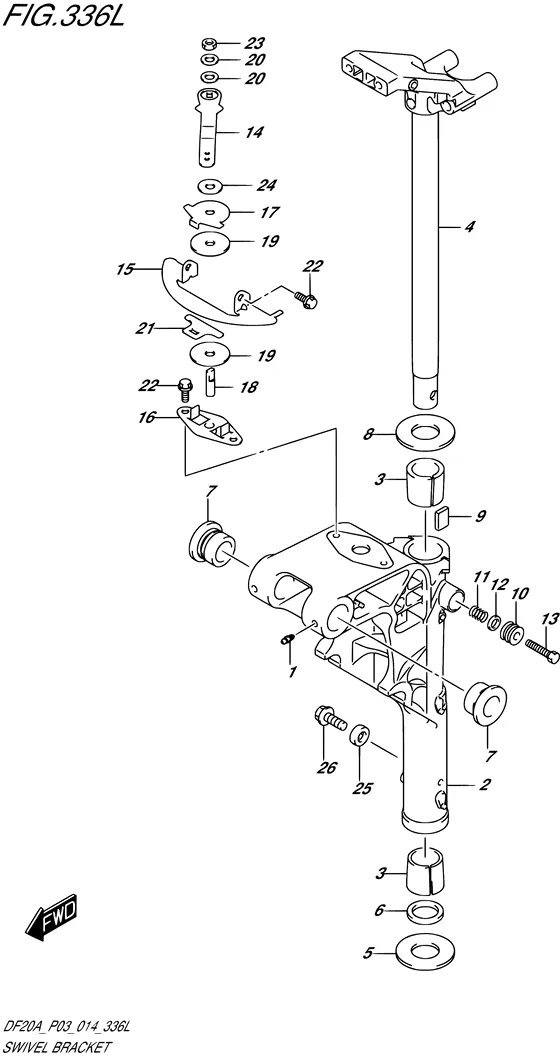Поворотный кронштейн ((DF20ATH P03)) для Suzuki DF9.9B S/L; RS/L; TS/L