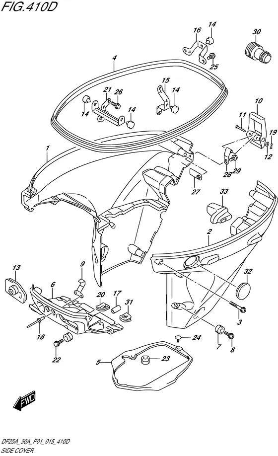 Боковая крышка ((DF25ATH P01)) для Suzuki DF25A S/L; RS/L; TS/L; THS/L