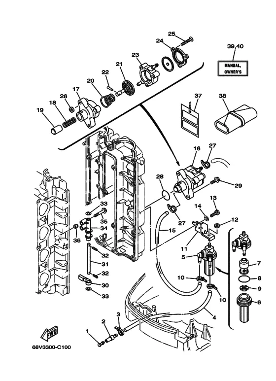 Топливный кран для Yamaha F115 ETL/X