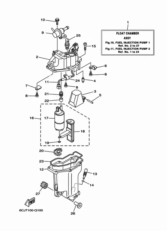 Топливный насос впрыска 1 для Yamaha F40 ETL