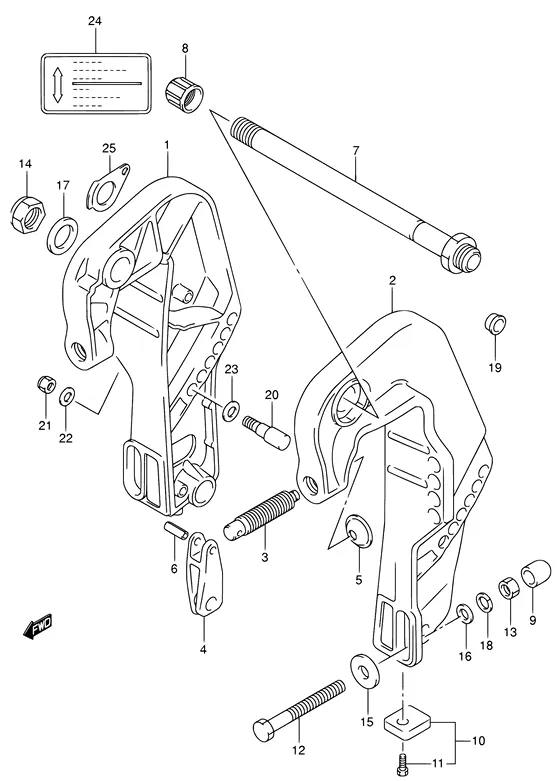 Зажимной кронштейн для Suzuki DF25 S/L; RS/L; QS/L; TS/L