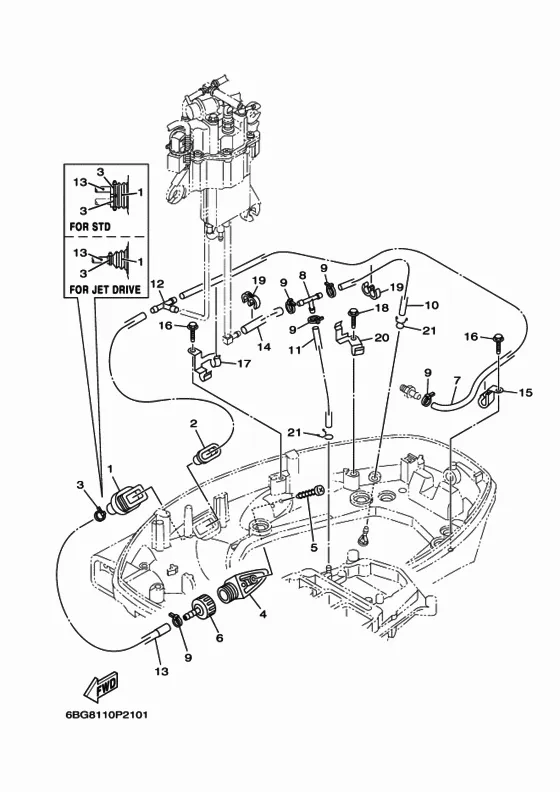 Нижний капот 2 для Yamaha F40 E(H/D/T)S/L/X