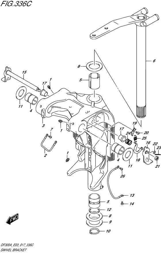 Поворотный кронштейн ((L) (DF300A E03)) для Suzuki DF250A PX/XX