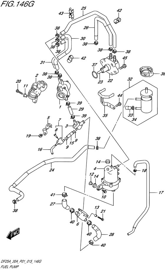 Топливный насос ((DF30AT P01)) для Suzuki DF25A S/L; RS/L; TS/L; THS/L