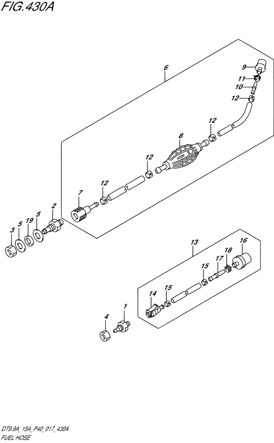 Топливный шланг ((DT9.9AK P36)) для Suzuki DT15A S/L; KS/L