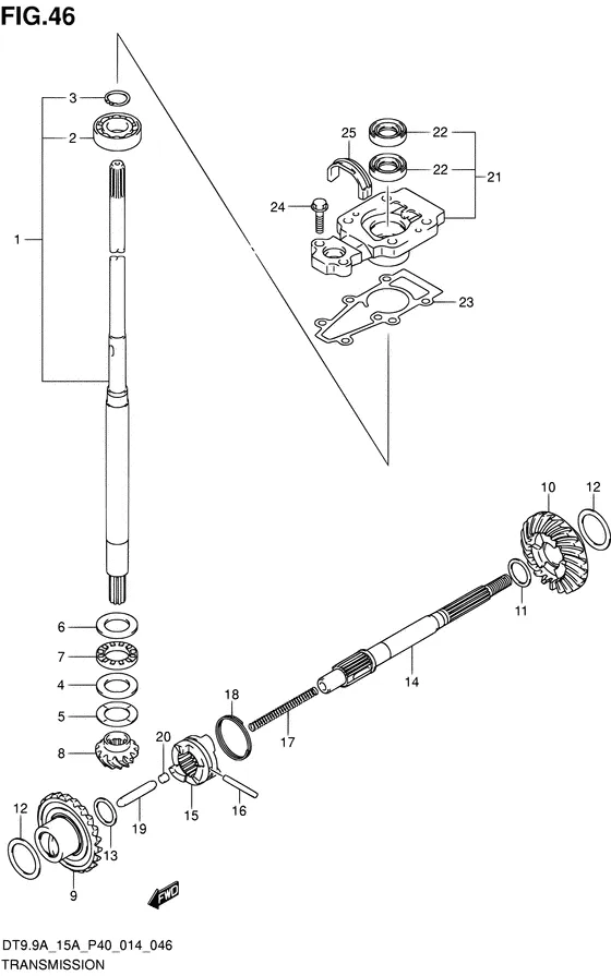 Трансмиссия ((DT9.9AK P36)) для Suzuki DT9.9A S/L; KS/L