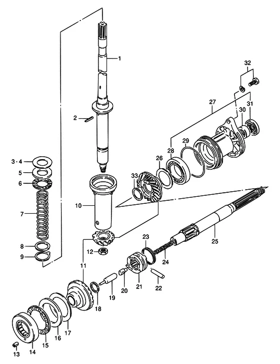 Трансмиссия (NOTE : REFER TO FIG.27(E-9) FOR MODEL:95~00) для Suzuki DT75 L/UL