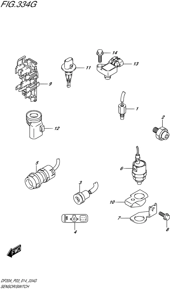 Датчик и выключатель ((DF15ATH P03)) для Suzuki DF9.9B S/L; RS/L; TS/L