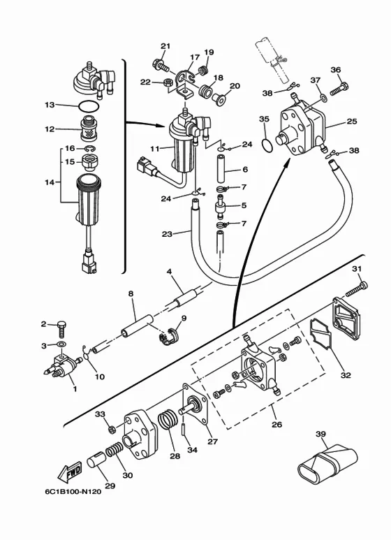 Топливная система для Yamaha F50 E(D/H/T)L/X