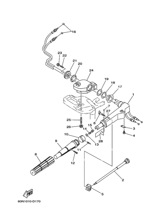 Рулевой механизм для Yamaha F6 MHS/L