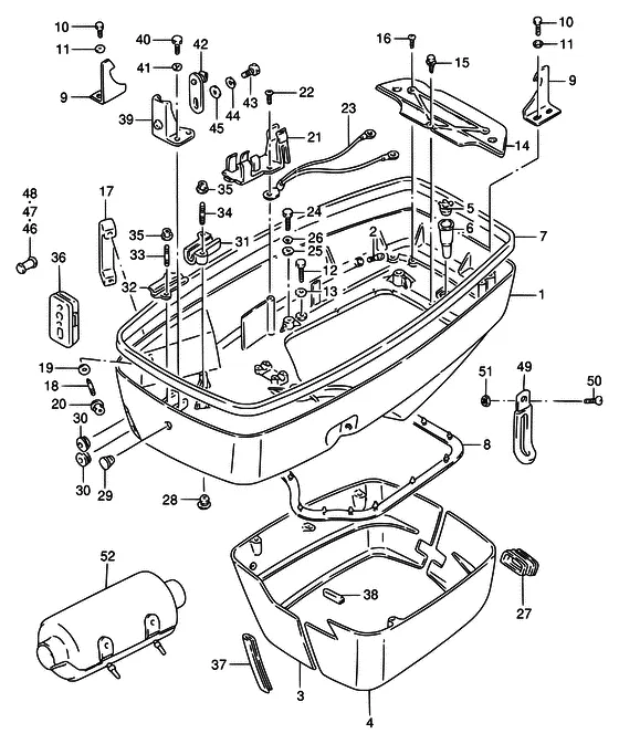 Нижняя крышка ((DT115Q:E38); NOTE : COLOR : 0ED (GRAY)) для Suzuki DT140 L/UL
