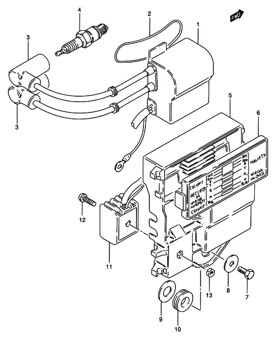 Зажигание ((~MODEL:94); NOTE : REFER TO FIG.26 (E- 8) FOR MODEL:95~00) для Suzuki DT25 S/LL/XL; KS/LL/XL