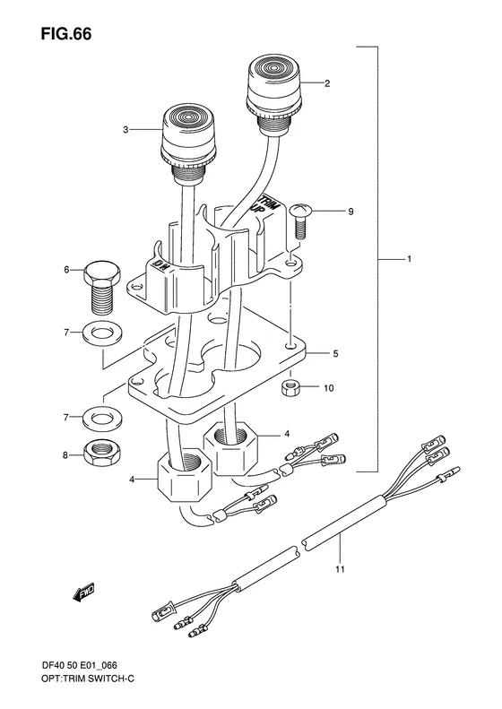 Переключатель гидроподъема (Optional; model: 99~04) для Suzuki DF40 QHS/L; TS/L