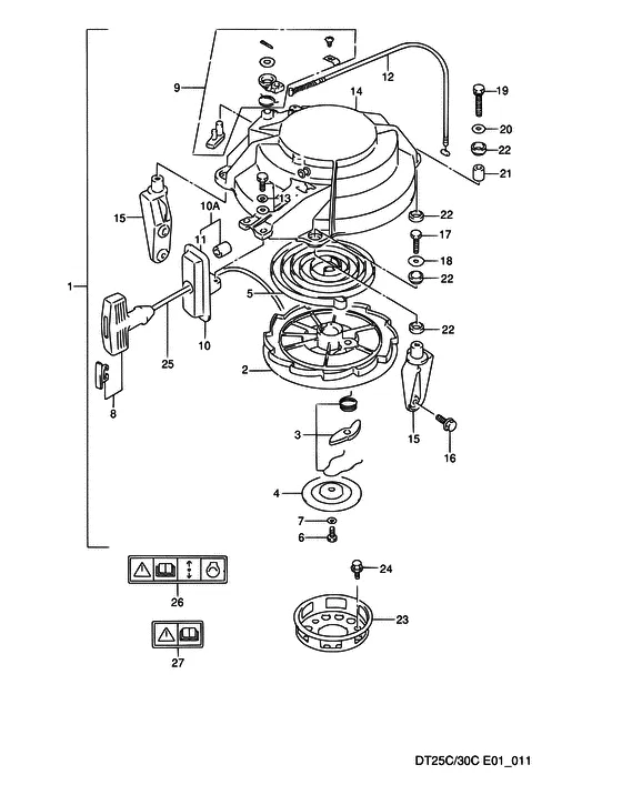 Ручной стартер (NOTE : COLOR : 0ED (GRAY)) для Suzuki DT30C S/L; RS/L