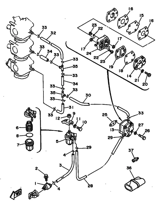 Топливный кран для Yamaha 75 E(M/H/D/T)L
