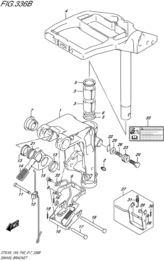Поворотный кронштейн ((DT9.9A P36)) для Suzuki DT15A S/L; KS/L