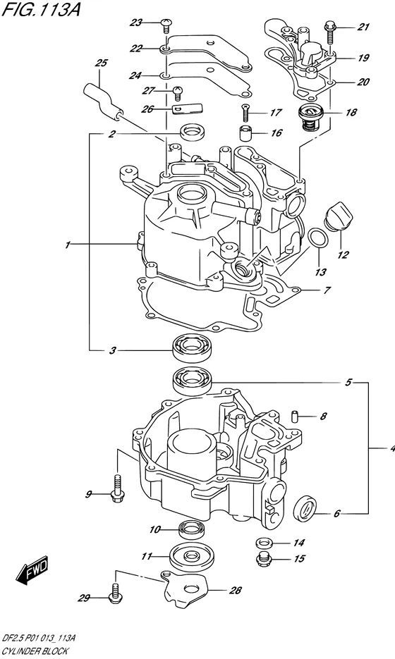 Блок цилиндров для Suzuki DF2.5 S
